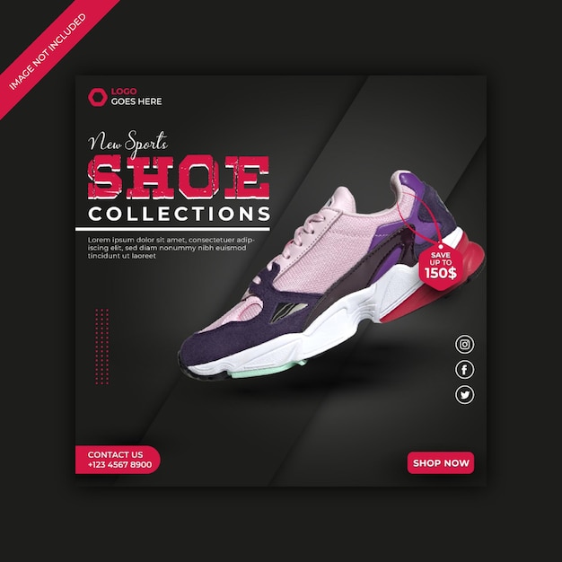 Special shoes collection social media and facebook cover post template