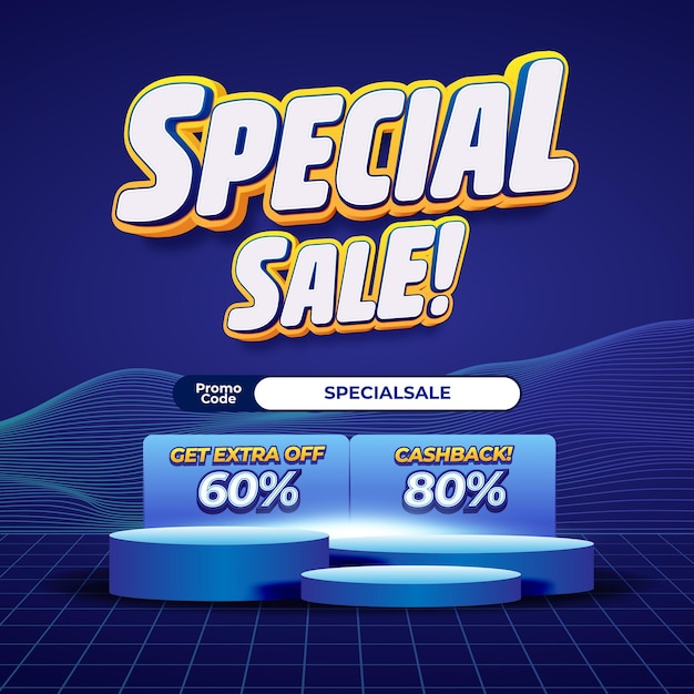 Special Shopping day Sale discount deals with blue gradient line grid banner vector