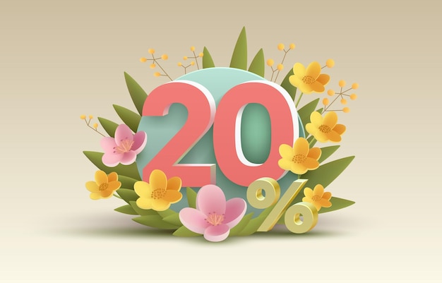 Sconto speciale primaverile in regalo all'acquirente 20 percentuale di sconto sulla vendita vector