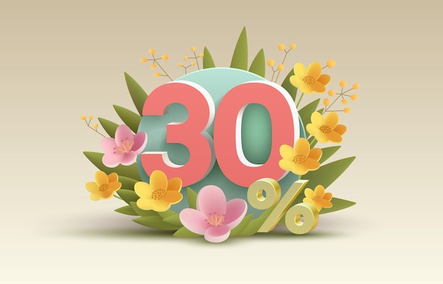 Sconto speciale primaverile in regalo all'acquirente 30 percentuale di sconto sulla vendita vector