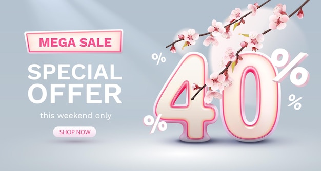 Special spring discount as a gift to the buyer 40 Percentage off sale Vector