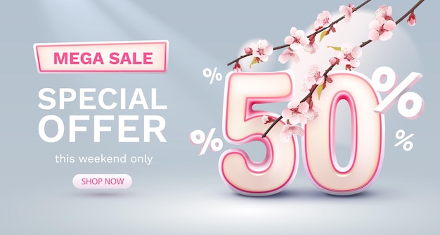 Special spring discount as a gift to the buyer 50 Percentage off sale Vector