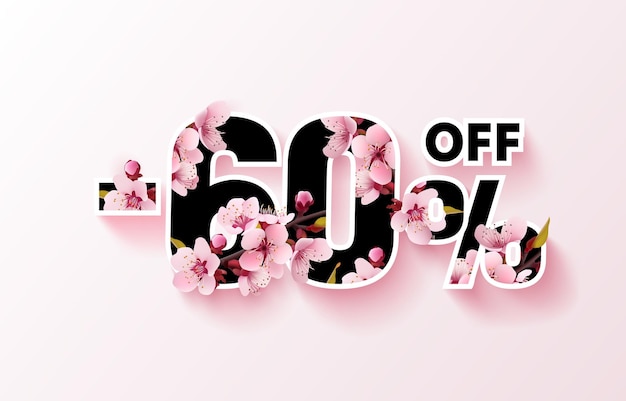 Special spring discount as a gift to the buyer 60 Percentage off sale Vector
