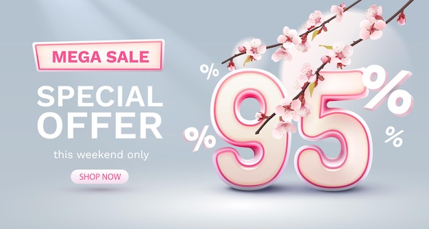 Special spring discount as a gift to the buyer 95 Percentage off sale Vector
