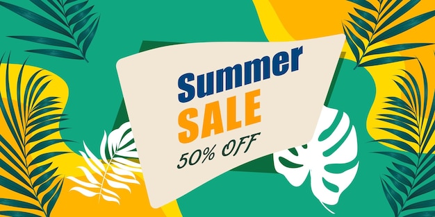 Vector special summer sale banner template with beach elements and holiday summer 3d podium display