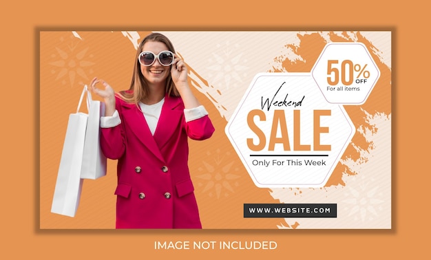 Vettore speciale fine settimana estivo offre abiti alla moda mega vendita offerta banner web e miniatura