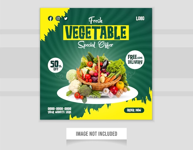 special vegetable set menu food banner or social media post design template