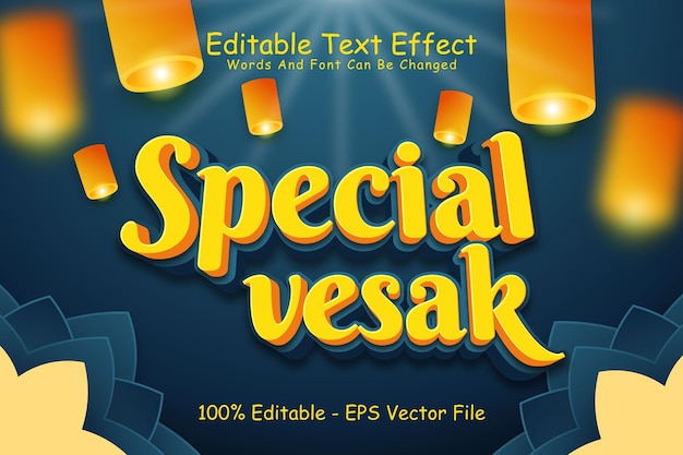 Special Vesak Editable Text Effect 3 Dimension Emboss Cartoon Style