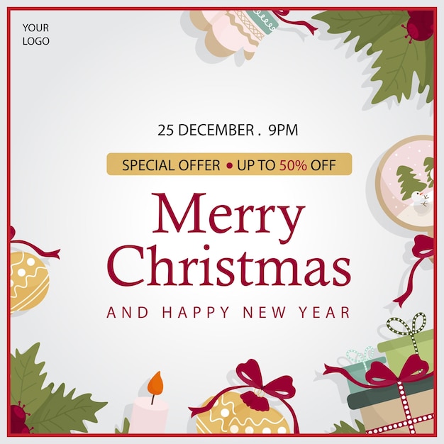 special white template design for christmas and new year
