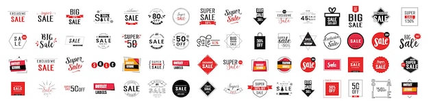Speciale aanbieding grote verkoop korting beste prijs mega verkoop banner set vector prijs etiketten etiketten stickers vector illustratie