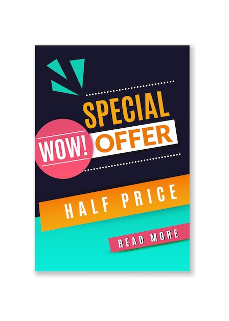 Speciale aanbieding korting poster. promotionele mode premium product flyer, abstract concept grafische halve prijs website banner, marketing brochure of coupon vector geometrische vormen sjabloon