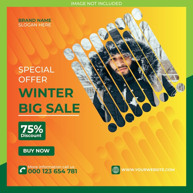 Speciale aanbieding winter grote verkoop en social media post banner