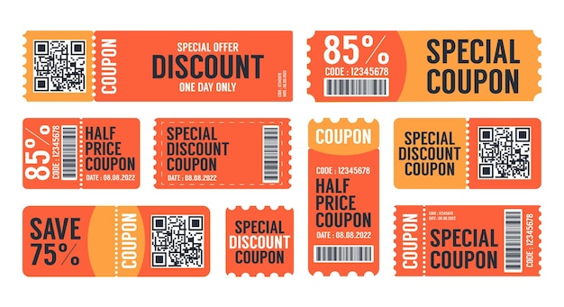 Vector speciale aanbiedingen promovouchers sjablonen set