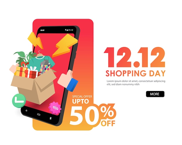 Speciale dag 1212 Shopping day sale met Smartphone design 1212 laatste maand van het jaar online sale