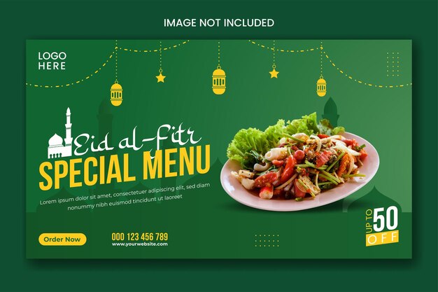 Speciale eid al fitr voedselmenu webbanner sjabloon