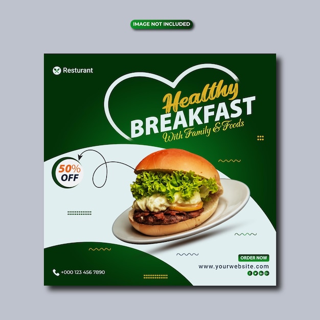 Speciale fastfood heerlijke hamburger menu social media post ontwerpsjabloon