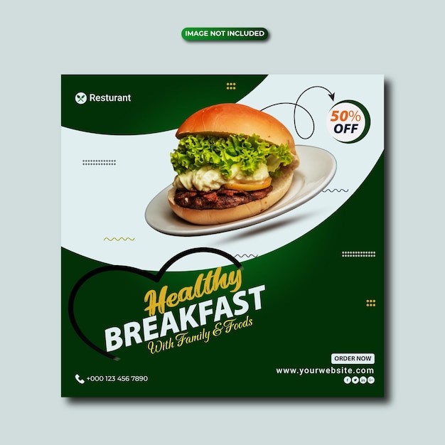 Speciale fastfood heerlijke hamburger menu social media post ontwerpsjabloon