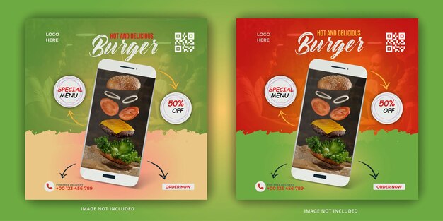 Speciale hamburger instagram postsjabloon banner