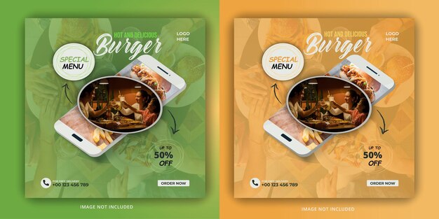 Speciale hamburger instagram postsjabloon banner