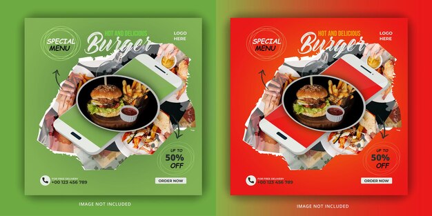 Speciale hamburger instagram postsjabloon banner