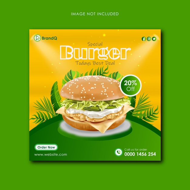 Speciale hamburger verkoop social media banner ontwerpsjabloon