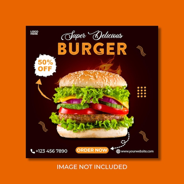 Speciale heerlijke hamburger en eten menu social media bannersjabloon