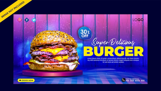 Speciale heerlijke hamburger social media banner postsjabloon