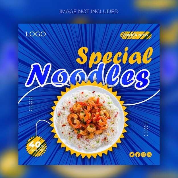 Vector speciale heerlijke noedels eten menu social media post ontwerpsjabloon