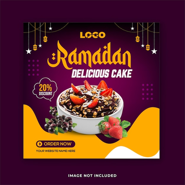 Speciale heerlijke ramadan eten menu sociale media instagram post ontwerpsjabloon premium vector