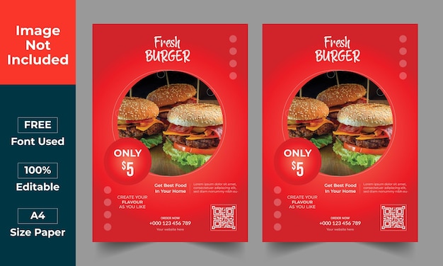 Speciale Hot Fresh Burger Flyer Template Vector