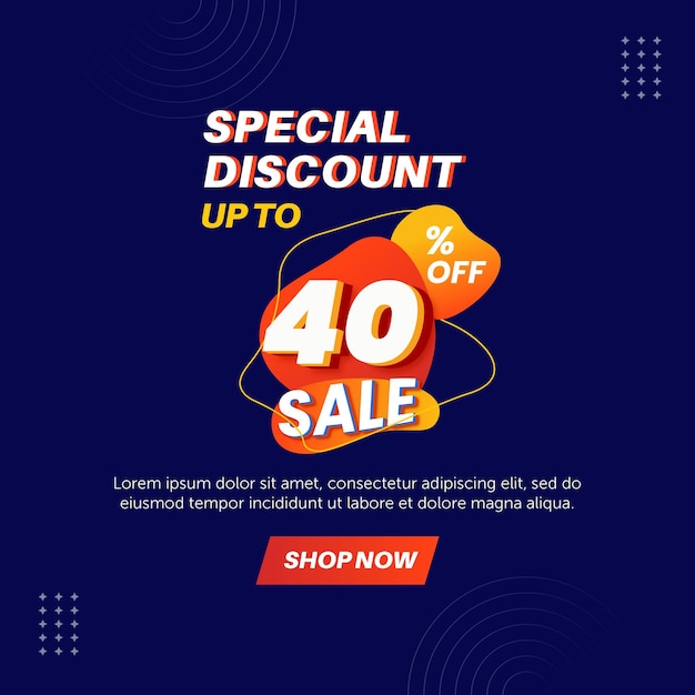 Speciale korting verkoop 40 procent. Nummer speciale korting teken sjabloonontwerp