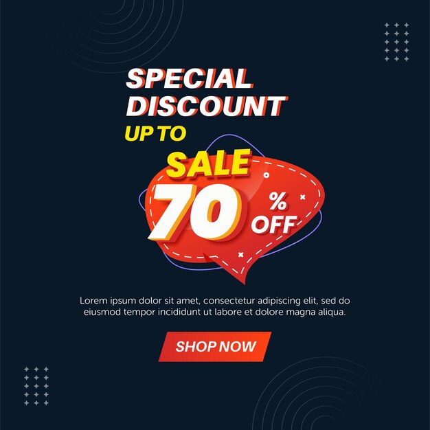 Speciale korting verkoop 70 procent Nummer speciale korting teken sjabloonontwerp