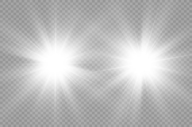 Speciale lensflits, lichteffect. De flits flitst stralen en zoeklicht. illust.White gloeiend licht
