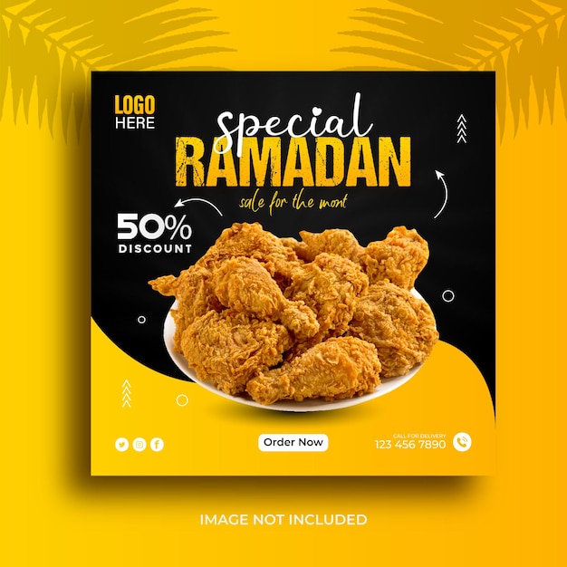 Speciale ramadan-verkoop heerlijk eten social media postontwerp