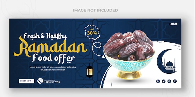 Speciale Ramadan-voedselbanner en Facebook-omslagontwerpsjabloon