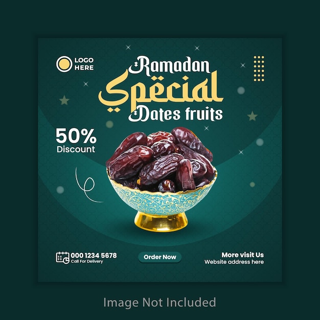 speciale Ramadan-voedselbanner en social media postsjabloonontwerp