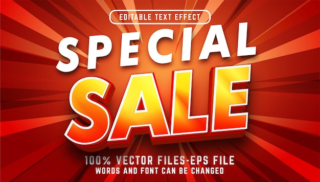 Speciale verkoop 3D-teksteffect. bewerkbare tekst premium vectoren