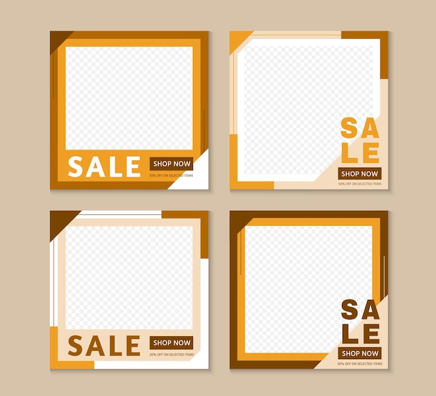 Speciale verkoop korting sjabloon banner set illustraties Promotie vierkante webbanner voor sociale media mobiele apps Bewerkbare mockup met abstracte vorm Digitale banner en poster