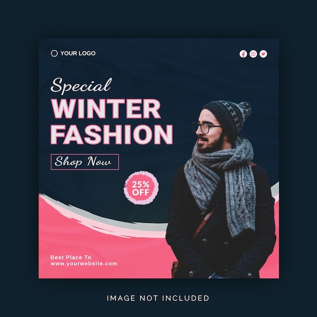 Speciale Winter Mode Instagram Banner Advertentie Concept Social Media Post Template