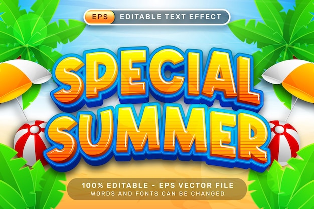 speciale zomer 3D tekst effect en bewerkbare tekst effect met een strand achtergrond