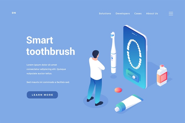 Vector specialized smart toothbrush electro brush with gum massage and control via mobile application