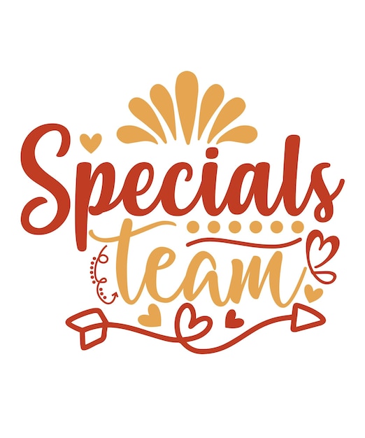 Specials team calligraphy hand lettering isolated on white First day of school Vector design