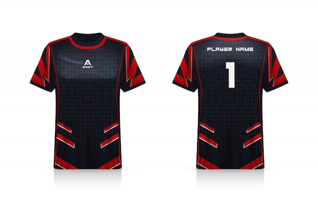 Specificatie Soccer Sport, Esports Gaming T-shirt Jersey-sjabloon.