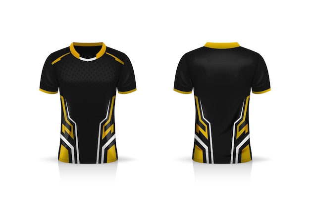 Specificatie voetbal sport, esports gaming t-shirt jersey-sjabloon.