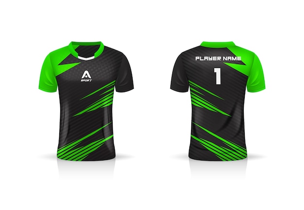 Specificatie Voetbalsport, Esports Gaming T-shirt Jersey-sjabloon.