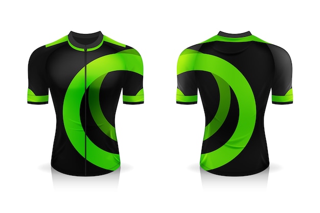 Vettore specifica modello di maglia da ciclismo. mock up t-shirt sportiva girocollo uniforme