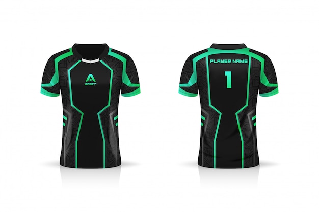 Specification soccer sport , esport gaming t shirt jersey template. mock up uniform . vector illustration design