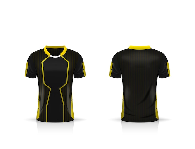 Vettore specificazione soccer sport, modello esport gaming t shirt jersey.