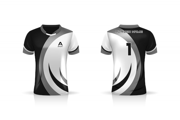 Specifica modello sport jersey, esports gaming t shirt jersey. uniforme. disegno di illustrazione