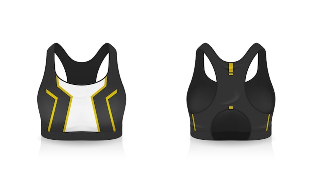 Vector specification sport bra outfits , standard uniform base color white and black template mock up